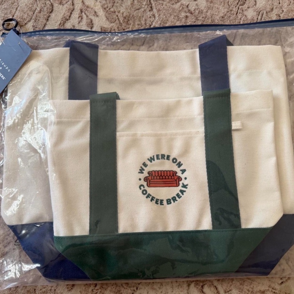 NWT Starbucks Friends Collaboration Tote Bags with Lobster Design *Set of 2 bags - Picture 2 of 4